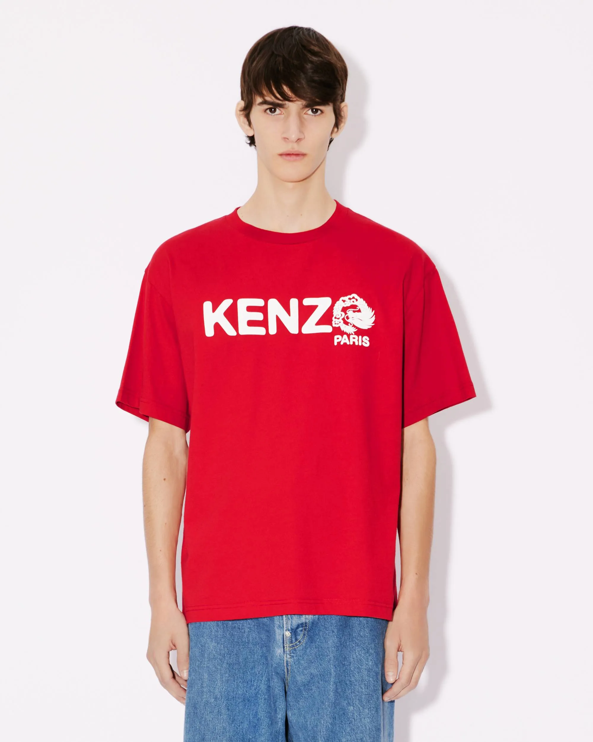 KENZO 24 new spring and summer new products for men and women Same Style dragon letter pattern short-sleeved T-shirt Color: Black Apricot White Tibetan Blue Red Size: M L XL XXL Three Standards Style Number: K 85